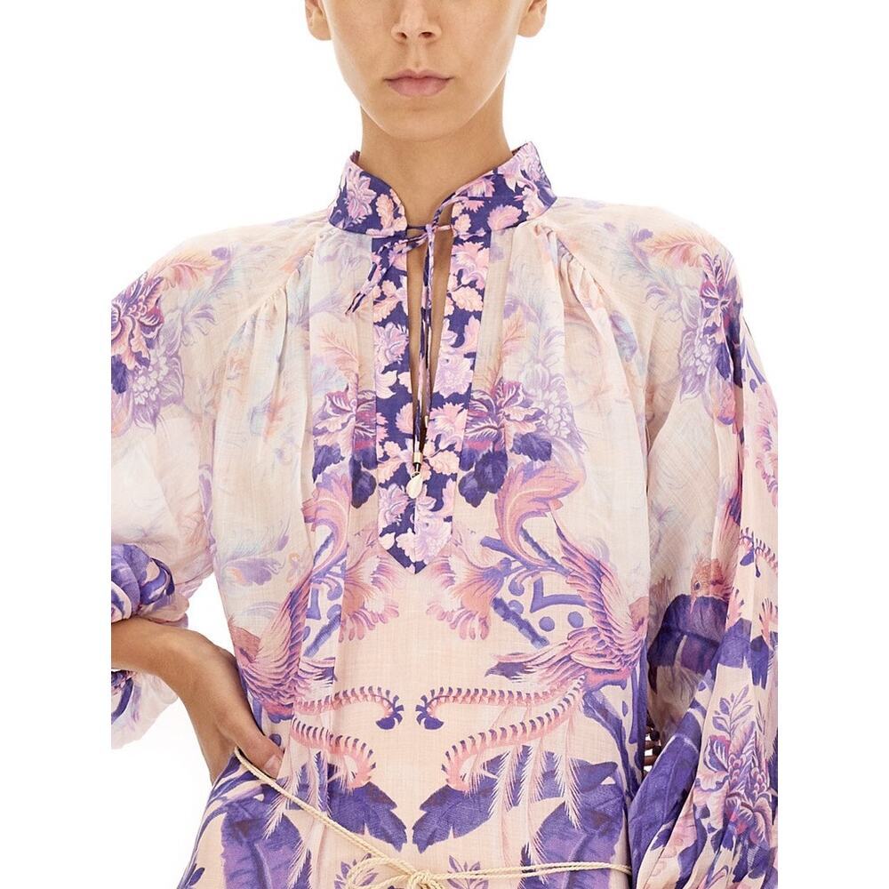 ZIMMERMANN Purple Palm Lyre Billow Mini Dress Size 0 / US Small - Picture 9 of 16
